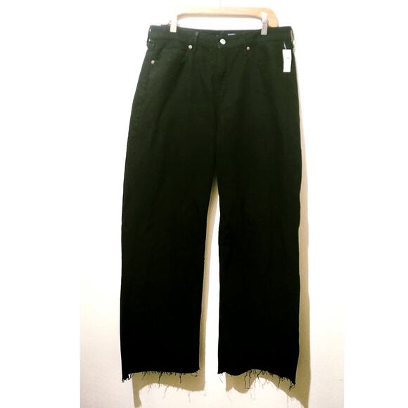 NWT Extra High-Rise Sky-Hi Wide Leg jeans in black denim, size 14 Petite. - Picture 2 of 12